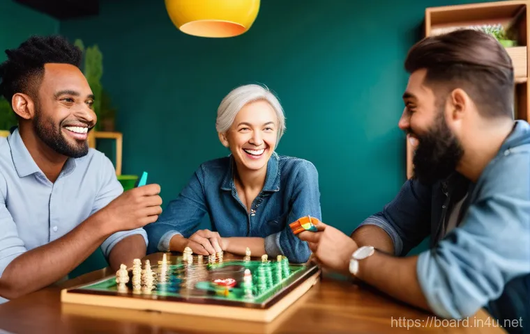 보드게임으로 수익 내기 - **Vibrant Board Game Social Gathering:** A diverse group of adults in their late 20s to early 40s ar...