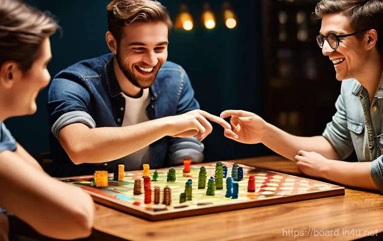 보드게임과 심층 분석 - **Prompt 1: Lively Board Game Cafe Scene with Friends**
A group of diverse friends in their late...