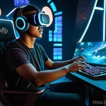 Home 5 보드게임 VR AR 기술 - **Prompt:** A young adult, around 25 years old, of diverse ethnicity, is seated comfortably in a hig...