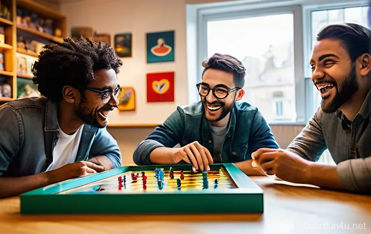 보드게임 글로벌 시장 - **Image Prompt 1: The Vibrant Board Game Community**
A diverse group of friends, aged 20s-40s, a...