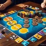 Home 7 보드게임 전략 설명 - **"The Strategic Board Game Architect"**
A detailed, cinematic wide shot of a person (gender-neu...